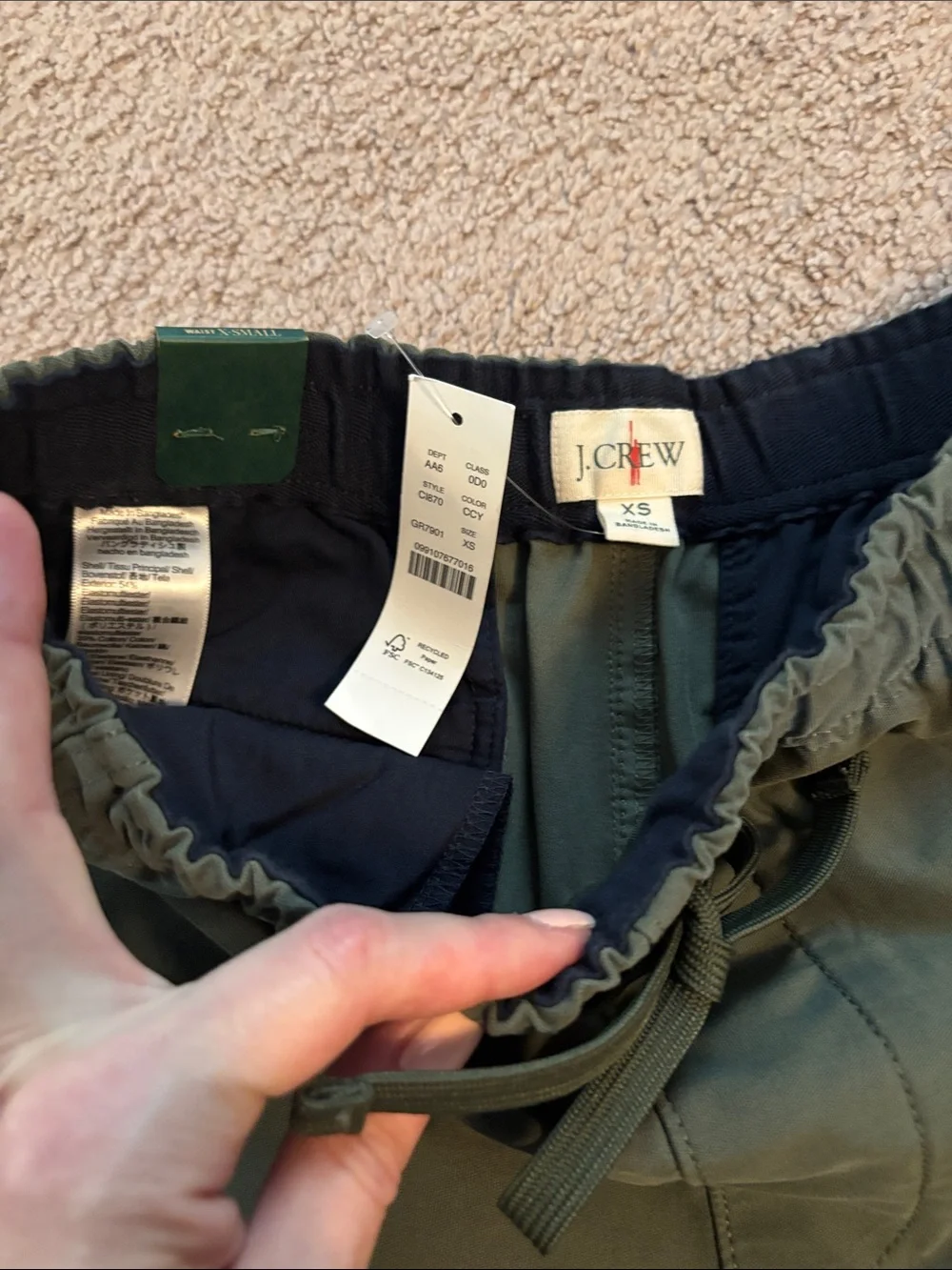 Men's Olive Green Casual Drawstring Shorts